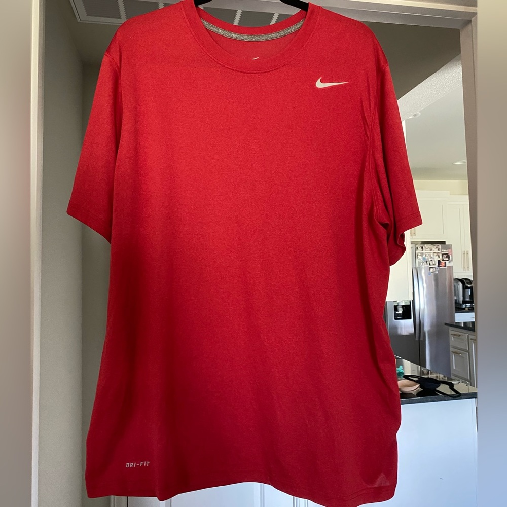 Red Nike performance shirt
